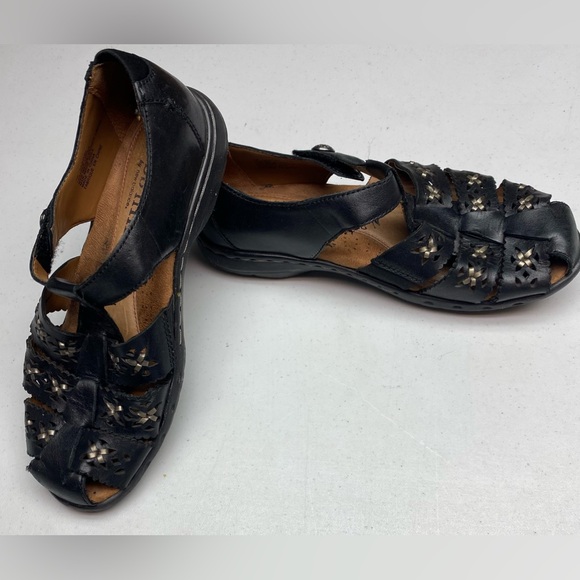 Cobb Hill by New Balance BLK Leather Fisherman Sandals, 7W Fall Sale - Picture 2 of 10